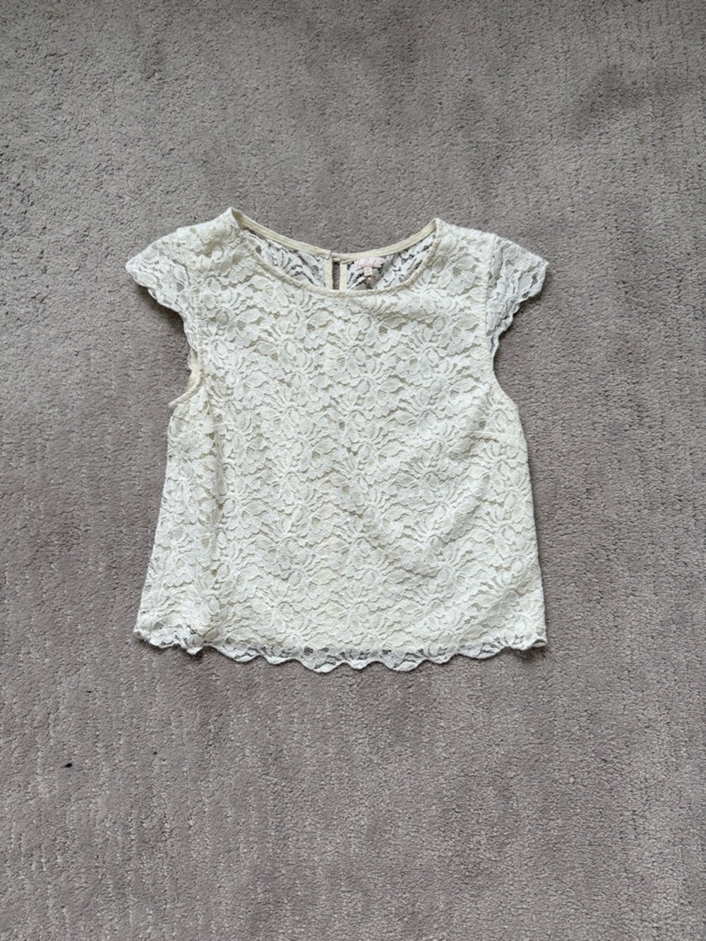 Talula Ivory Lace Cap-Sleeve Crop Top